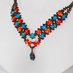 Necklace Copper brass - Double V Yovela Green - Necklace Copper brass - Laiton cuivre